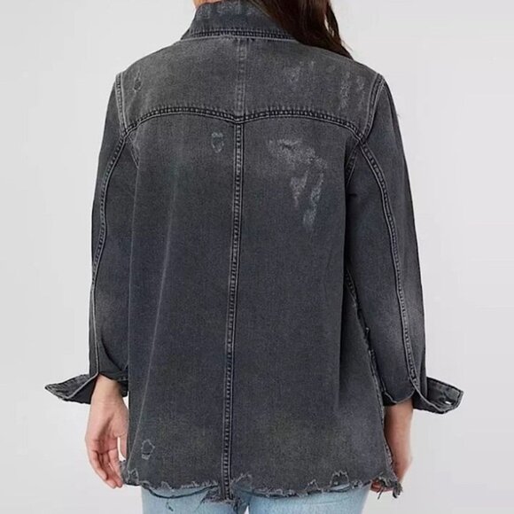Host Pick⭐️Free People Moonchild Denim Distressed Black Jacket - Picture 5 of 15